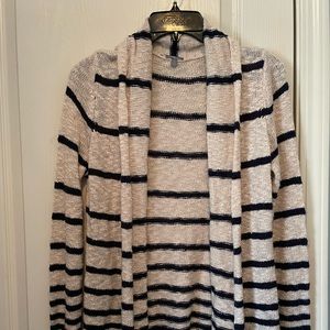 Navy blue and cream striped sweater
